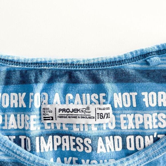 Projek Raw Mens Pullover Crew Neck Striped Sleeveless Tank Top Blue Size XL - Picture 3 of 8